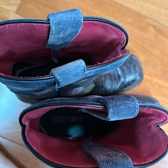 Ariat Womens Black Doll Baby Suede Floral Square Toe Cowgirl Boots Size 7.5 - Picture 8 of 11